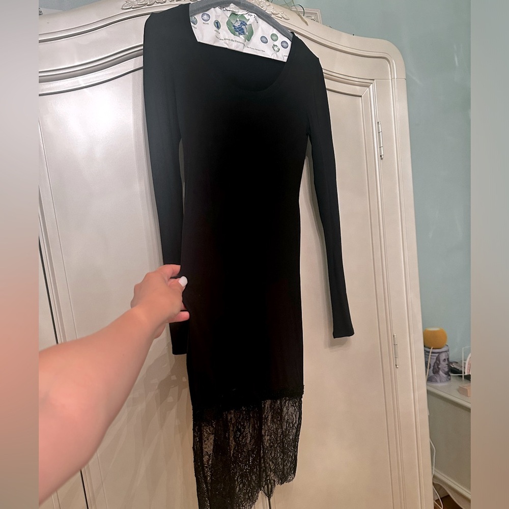 Black shirt dress with lace